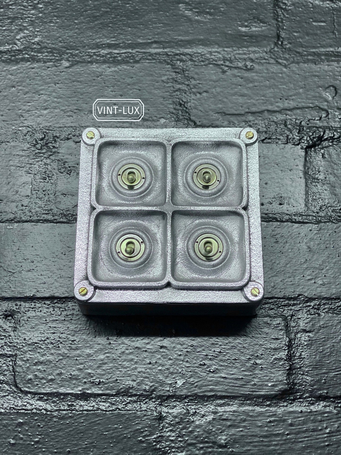 4 Gang 2 Way Solid Cast Metal Conduit Light Switch Industrial - BS EN Approved Vintage Crabtree 1950’s Style