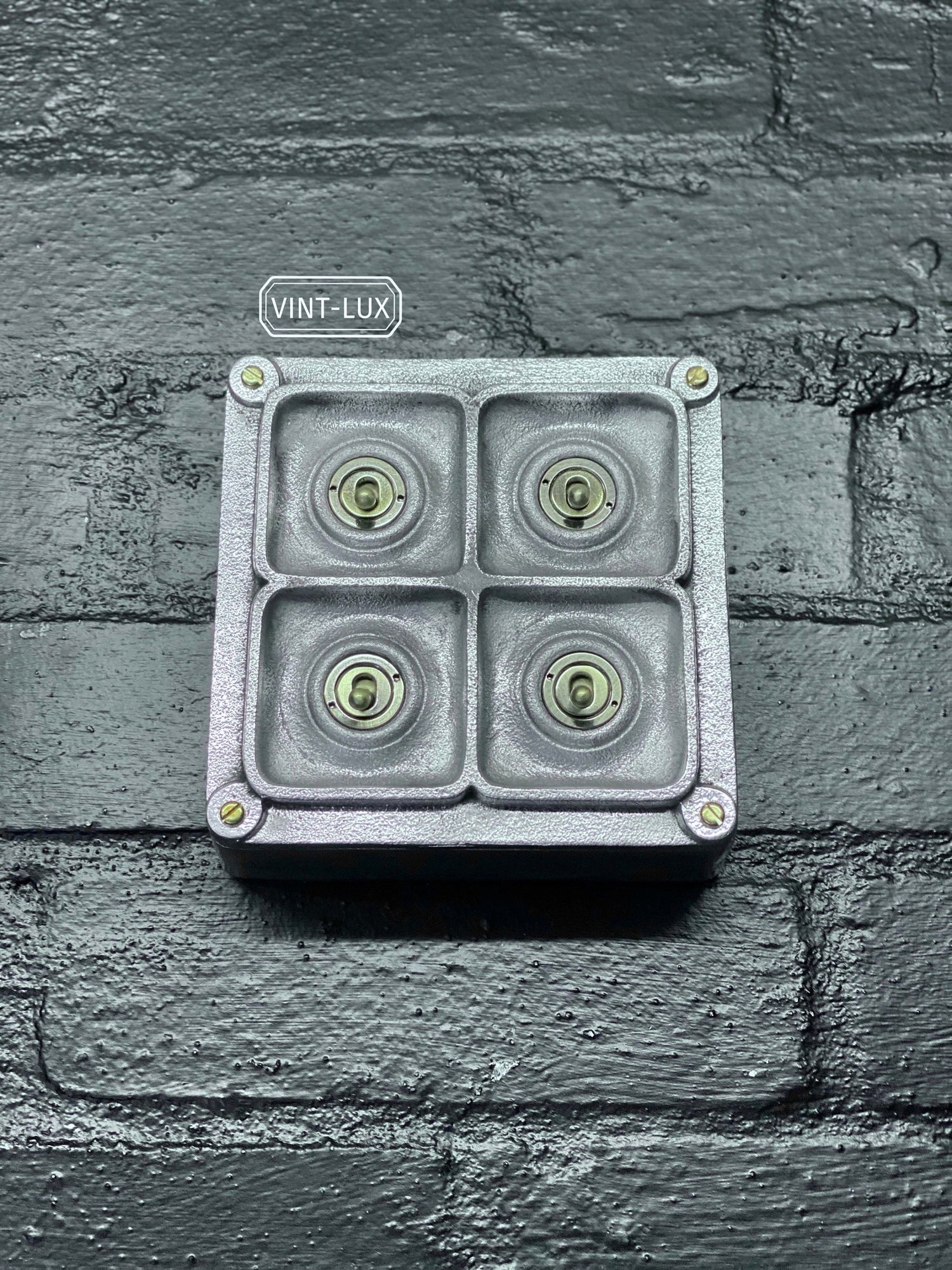 4 Gang 2 Way Solid Cast Metal Conduit Light Switch Industrial - BS EN Approved Vintage Crabtree 1950’s Style