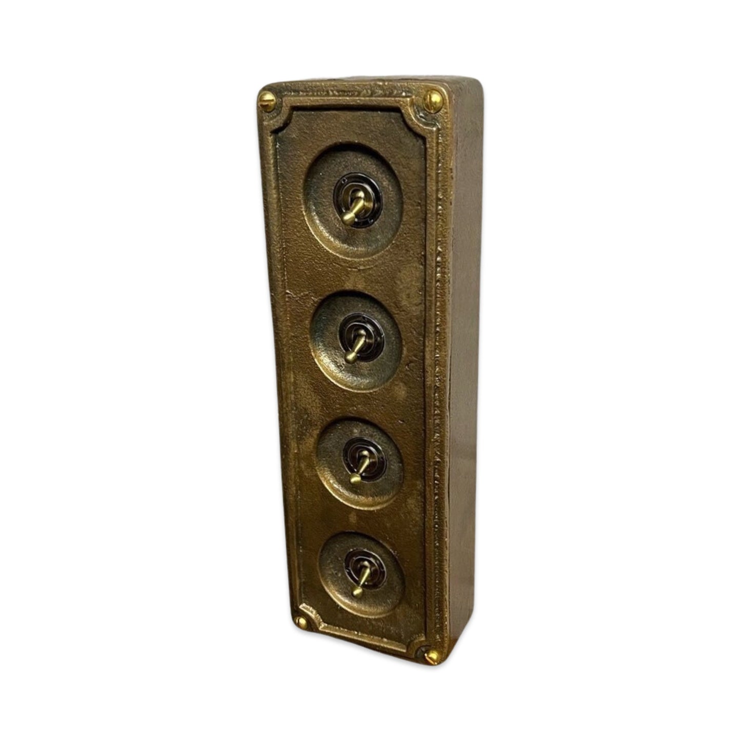 4 Gang 2 Way Solid Cast Bronze Metal Conduit Light Switch Industrial - BS EN Approved Vintage Crabtree 1950’s Style
