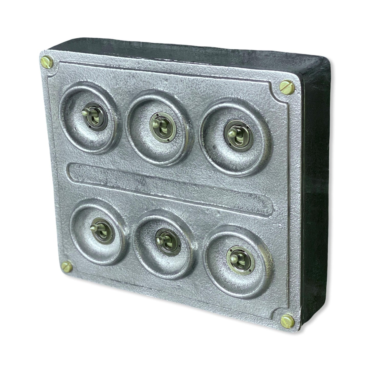 6 Gang 2 Way Solid Cast Metal Light Switch Industrial - BS EN Approved Vintage Crabtree 1950’s Style