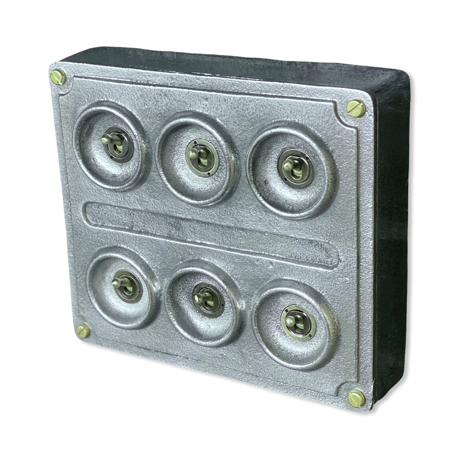 6 Gang 2 Way Solid Cast Metal Light Switch Industrial - BS EN Approved Vintage Crabtree 1950’s Style