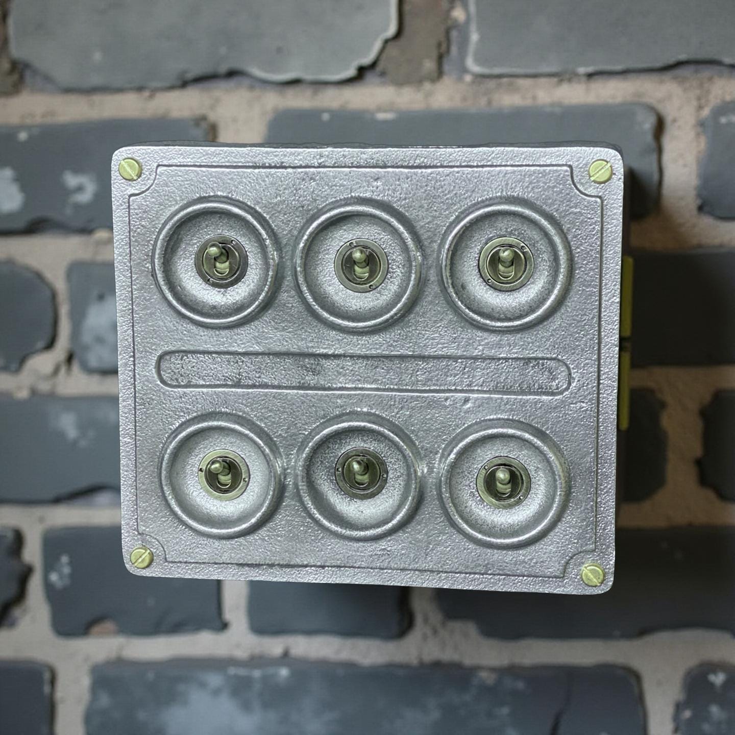 6 Gang 2 Way Solid Cast Metal Light Switch Industrial - BS EN Approved Vintage Crabtree 1950’s Style