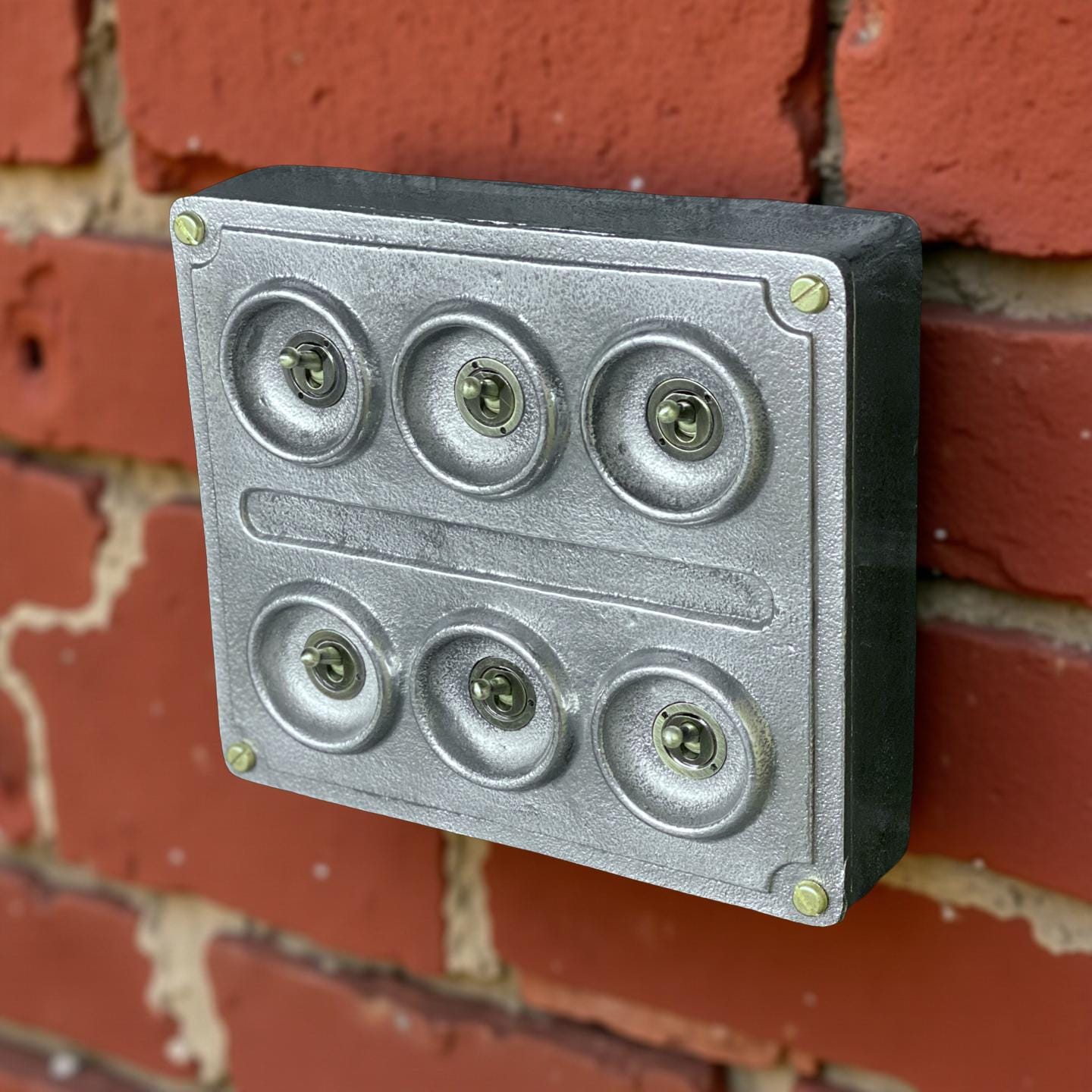 6 Gang 2 Way Solid Cast Metal Light Switch Industrial - BS EN Approved Vintage Crabtree 1950’s Style