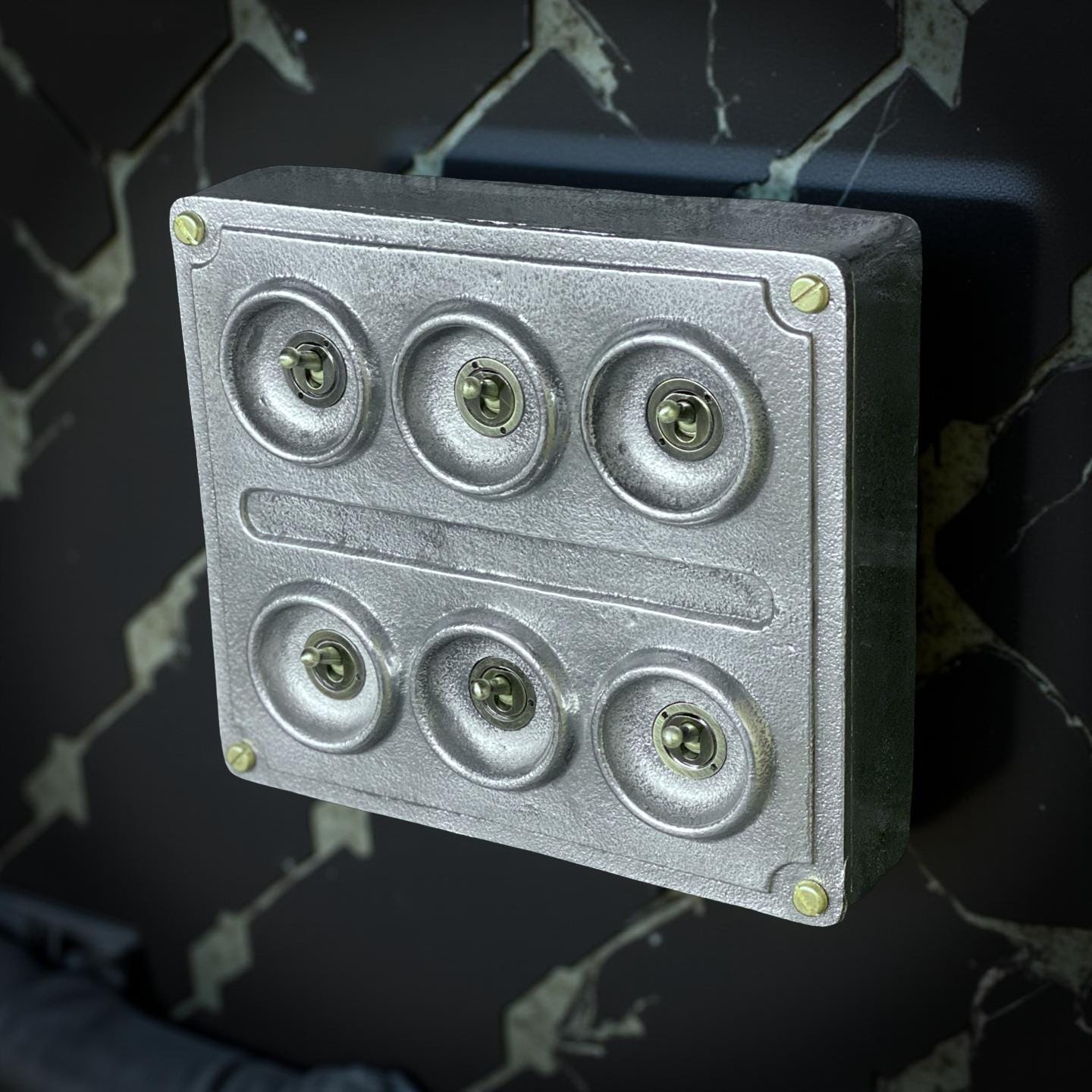 6 Gang 2 Way Solid Cast Metal Light Switch Industrial - BS EN Approved Vintage Crabtree 1950’s Style