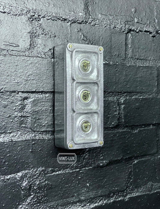 3 Gang 2 Way Solid Cast Metal Light Switch Industrial 2 Way - BS EN Approved Vintage 1950’s Style