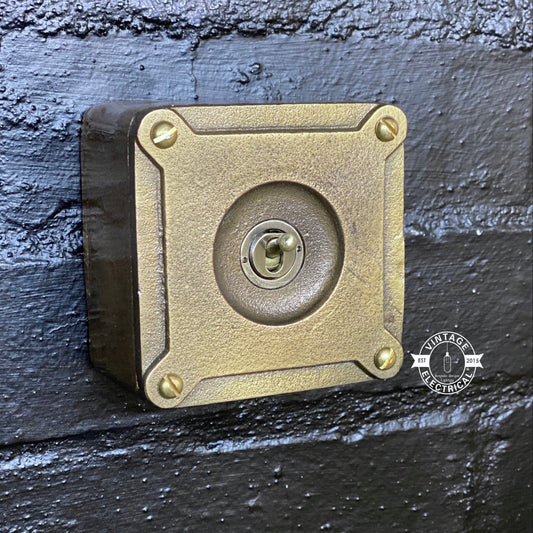 Single Gang Bronze Solid Cast Metal Light Switch Industrial 2 Way - BS EN Approved Vintage Britmac 1950’s Style