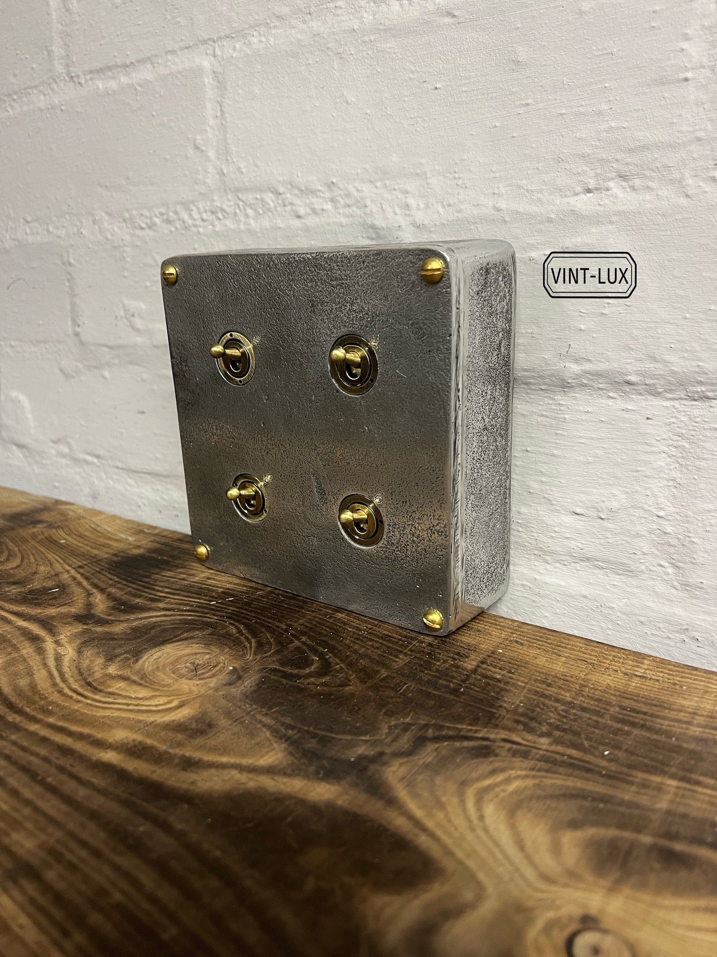 4 Gang 2 Way Solid Cast Metal Light Switch Industrial - BS EN Approved Vintage Walsall 1950’s Style