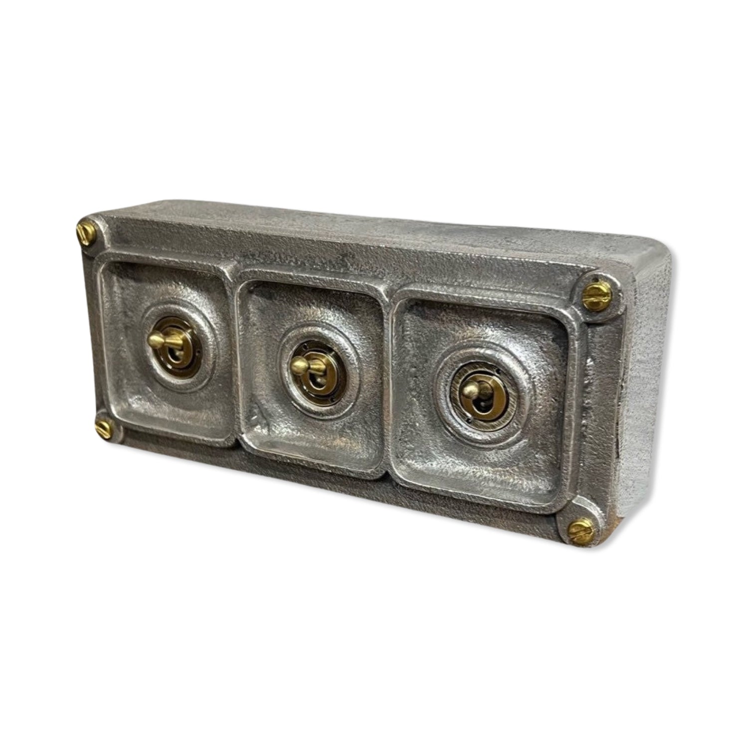 3 Gang 2 Way Solid Cast Metal Light Switch Industrial 2 Way - BS EN Approved Vintage Tucker 1950’s Style