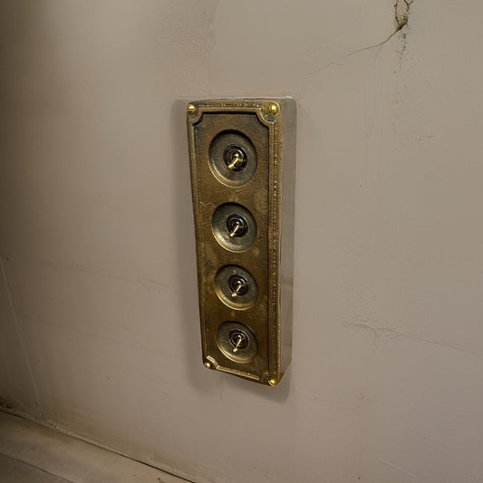 4 Gang 2 Way Solid Cast Bronze Metal Light Switch Industrial - BS EN Approved Vintage Britmac 1950’s Style