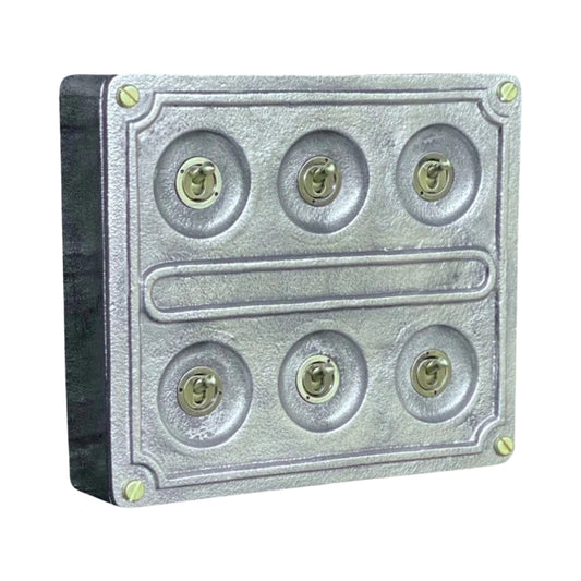 6 Gang 2 Way Solid Cast Metal Light Switch Industrial - BS EN Approved Vintage Britmac 1950’s Style
