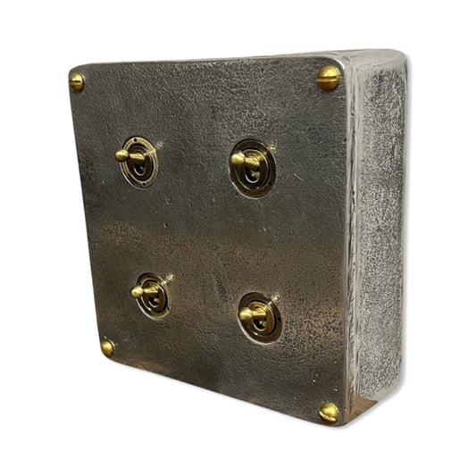 4 Gang 2 Way Solid Cast Metal Light Switch Industrial - BS EN Approved Vintage Walsall 1950’s Style
