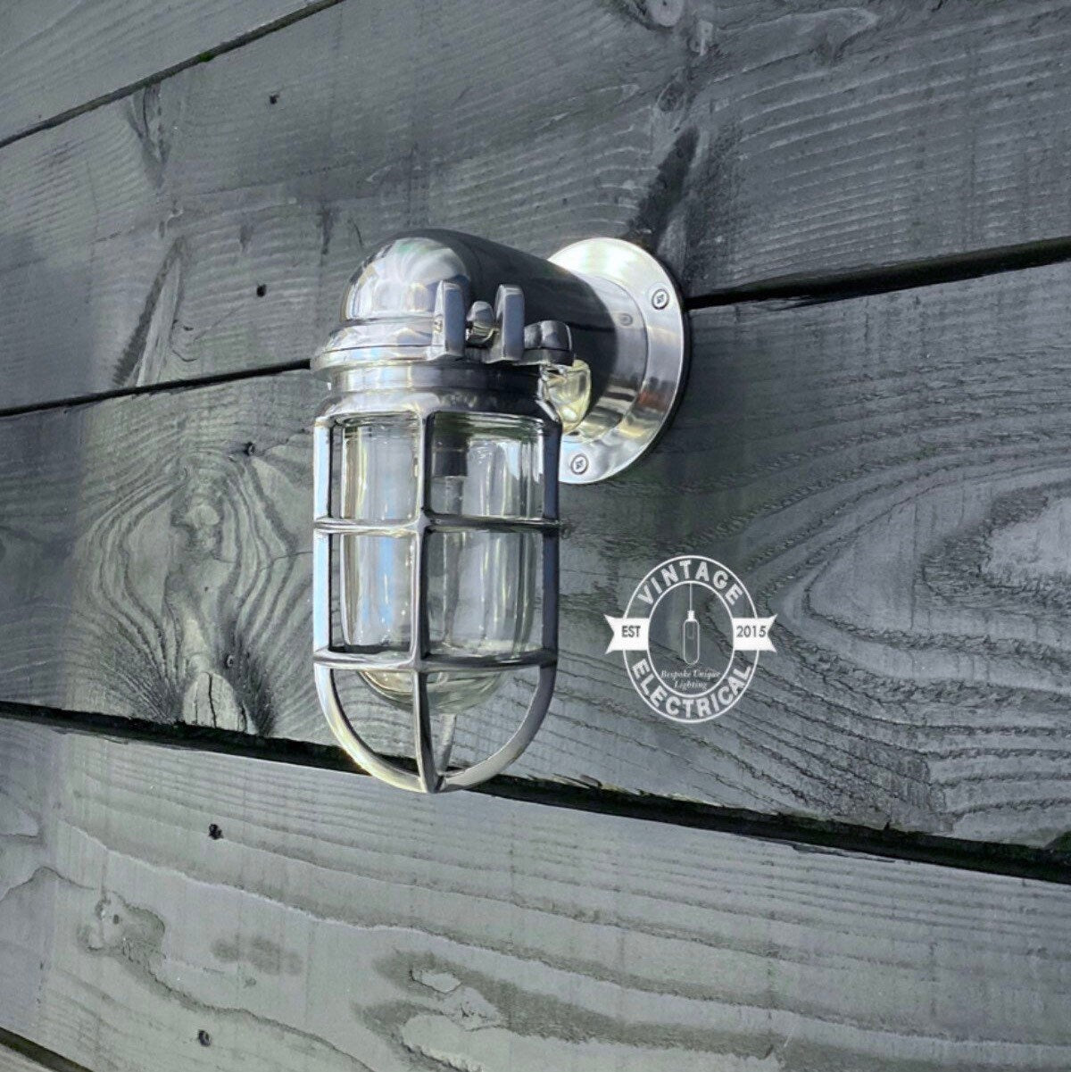 Happisburgh ~ Bulkhead Outdoor & Bathroom Wall Light | Solid Polished Aluminium | 10 Inch