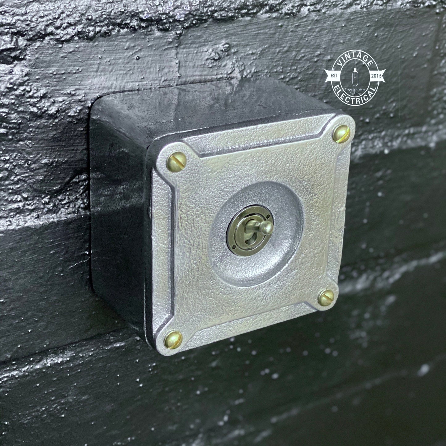 XL Single Gang Solid Cast Metal Conduit Light Switch Industrial 2 Way - BS EN Approved Vintage Crabtree 1950’s Style