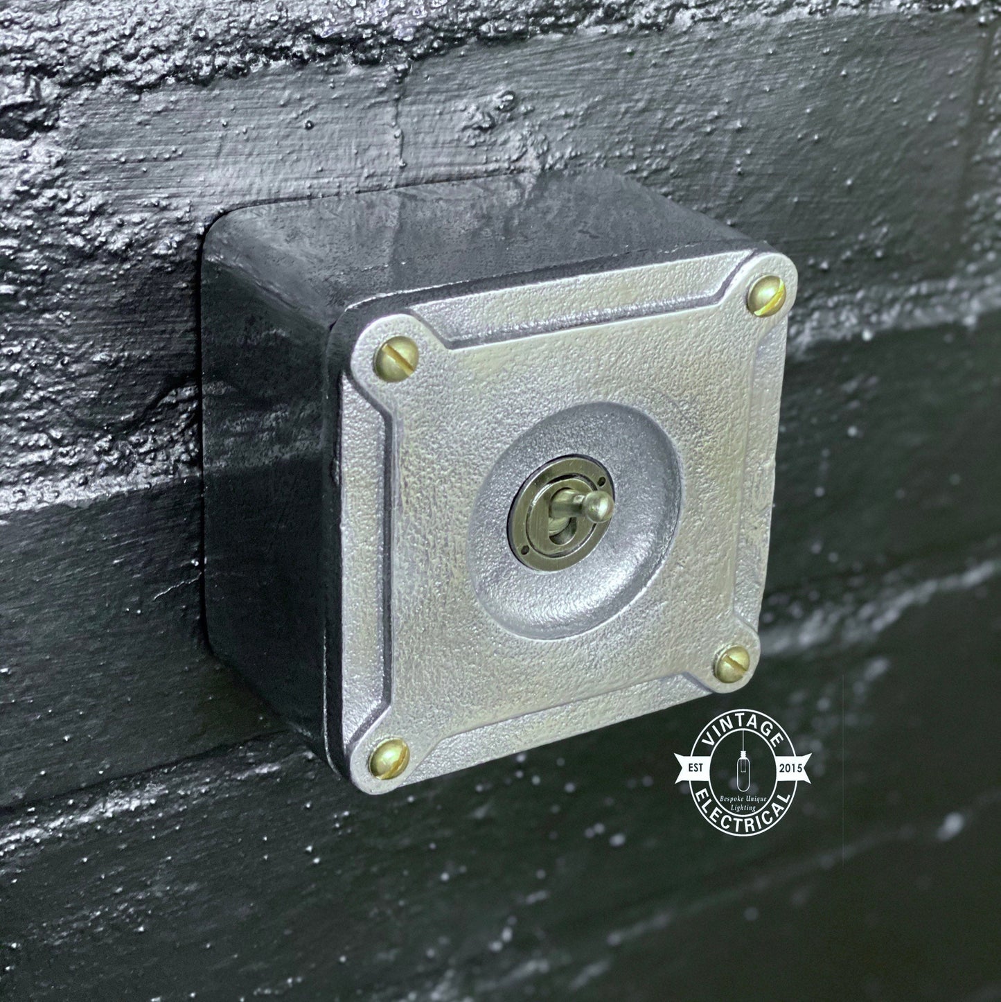 XL Single Gang Solid Cast Metal Conduit Light Switch Industrial 2 Way - BS EN Approved Vintage Crabtree 1950’s Style