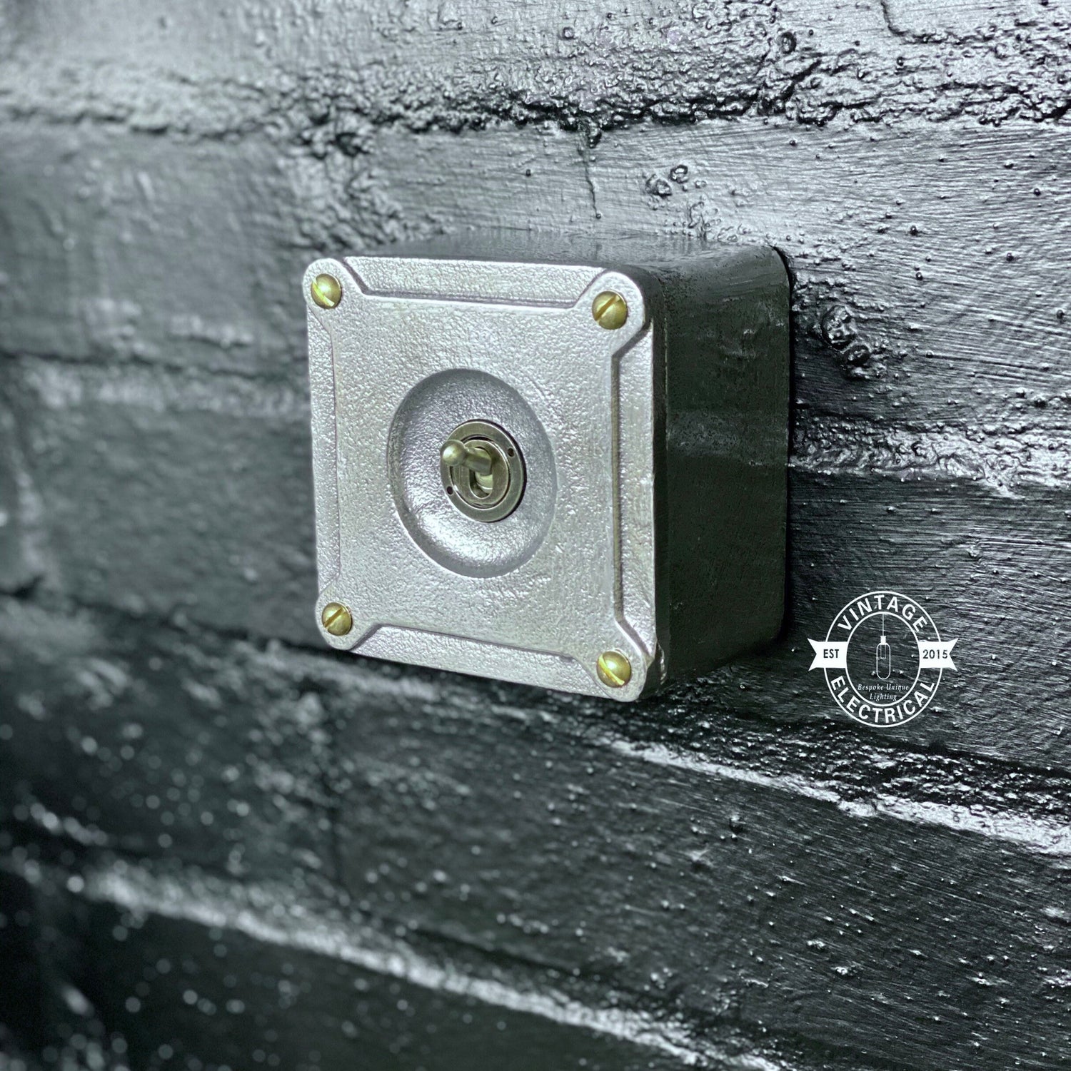 XL Single Gang Solid Cast Metal Conduit Light Switch Industrial 2 Way - BS EN Approved Vintage Crabtree 1950’s Style