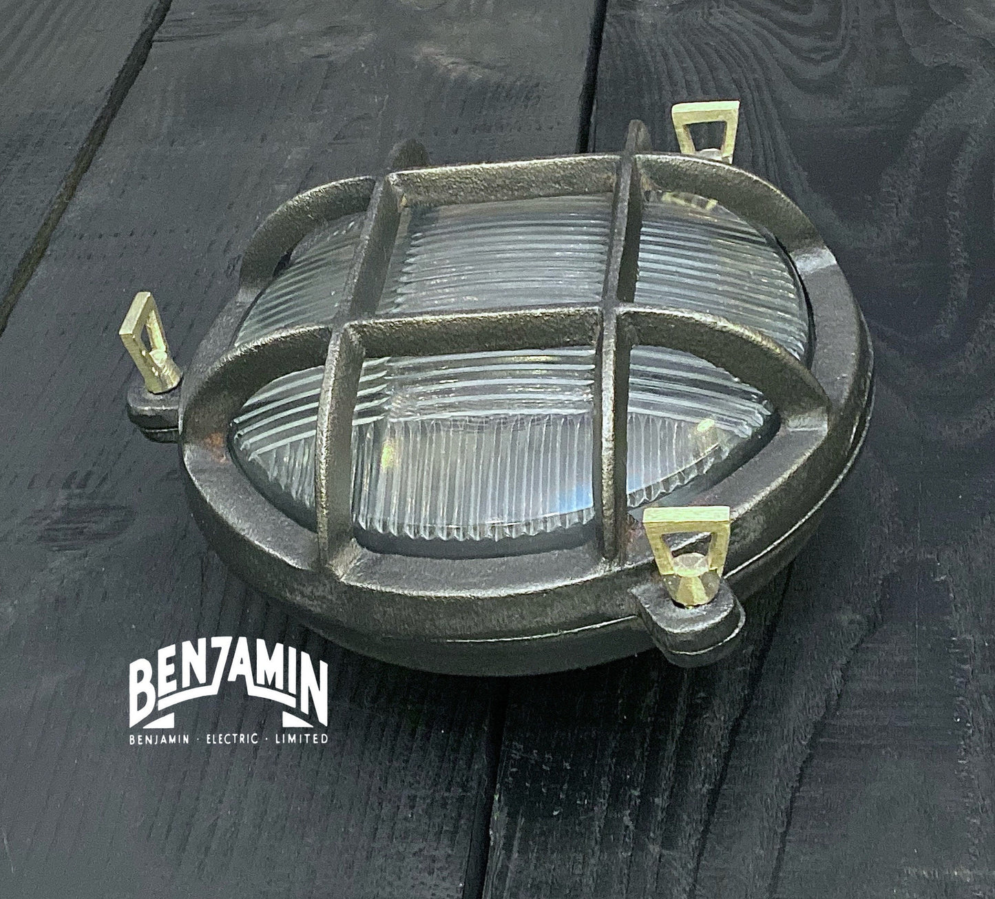Wroxham ~ Black Cast Iron Caged Bulkhead Industrial Wall Light | Ceiling Bathroom | Outdoor Garden | Vintage 1 x Edison Filament Bulb