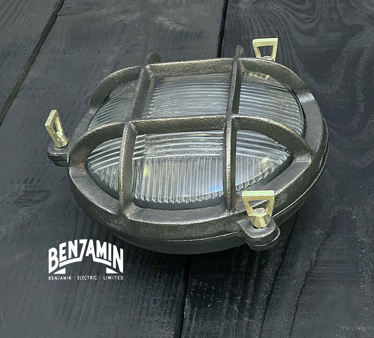 Wroxham ~ Black Cast Iron Caged Bulkhead Industrial Wall Light | Ceiling Bathroom | Outdoor Garden | Vintage 1 x Edison Filament Bulb