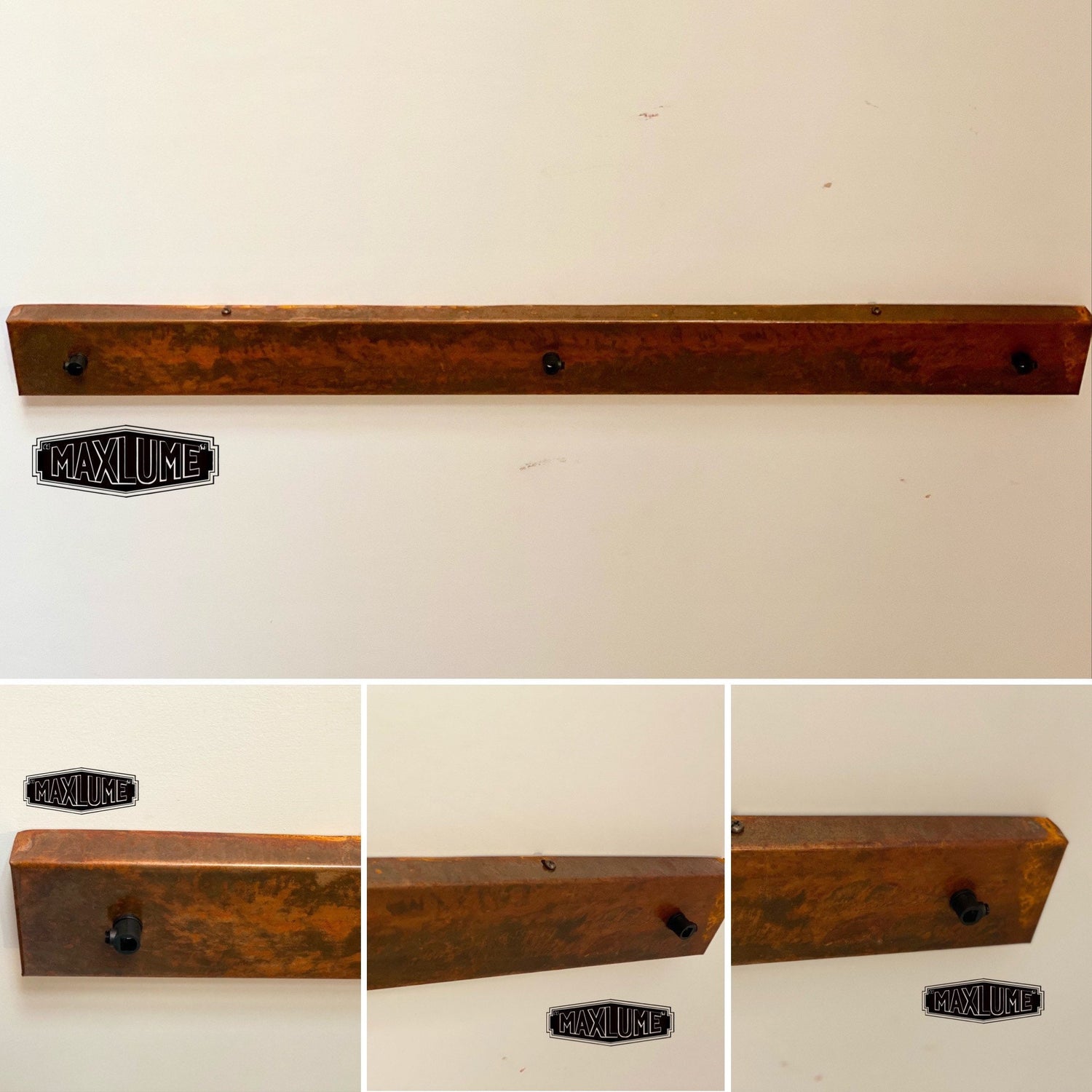 Rectangular 3 Outlet Ceiling Rose Solid Steel Rusted