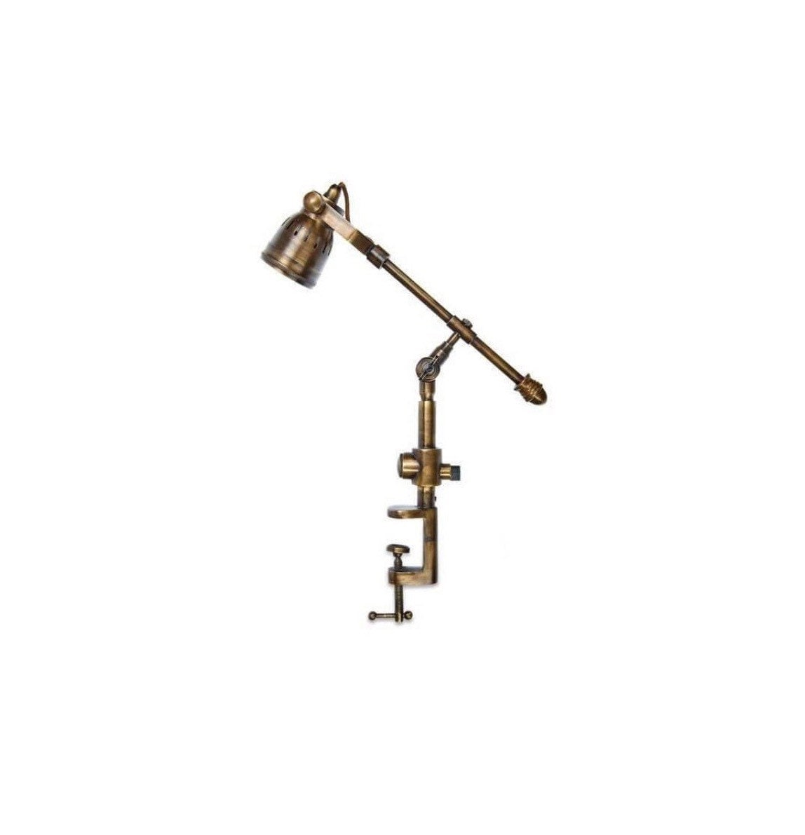 Solid Brass Table Clamp Lamp Vintage Style | Fabric Cable | Bedroom | Bedside Reading Light