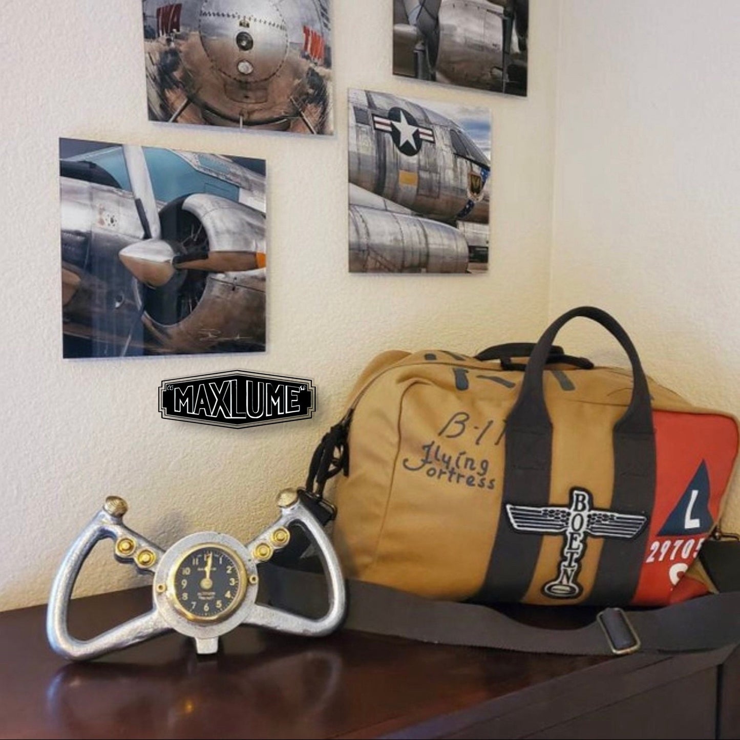Cockpit Pilots Yoke Aviator Solid Brass Ships Clock Compass Nautical Vintage Industrial Pilot Decor