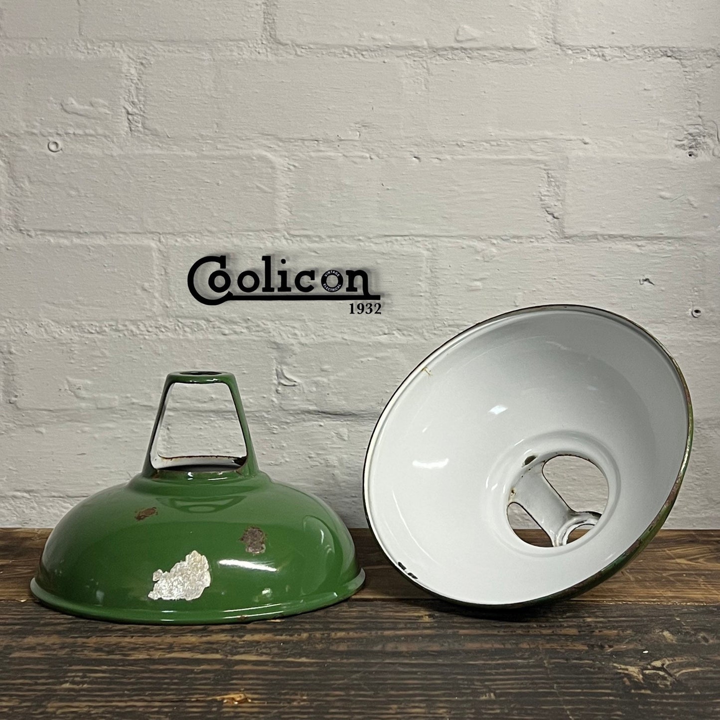 Geniune Green Solid Coolicon 1932 Shade Pendant Set Light | Ceiling Dining Room | Antique Restored | Kitchen Table | Vintage Filament Bulb