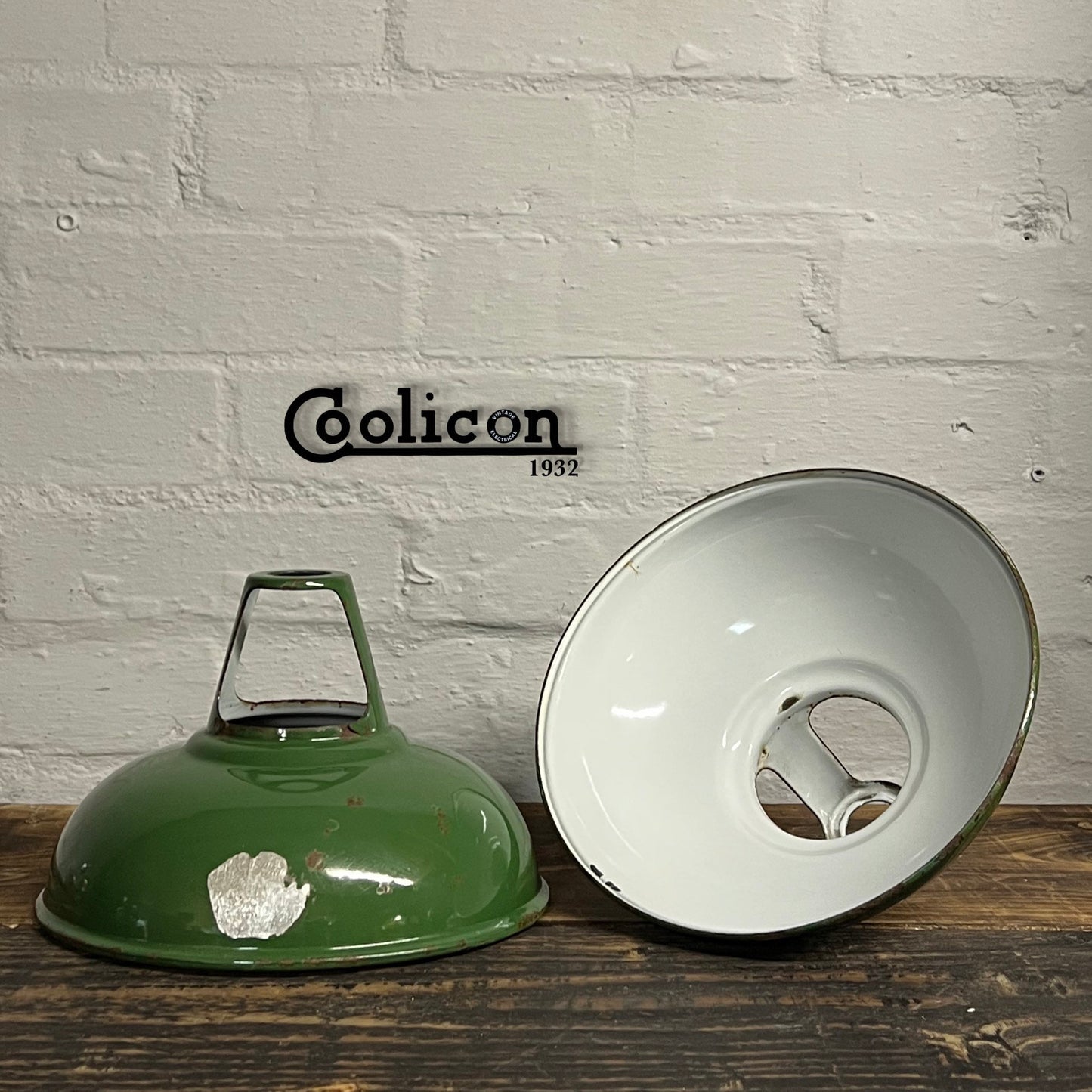 Geniune Green Solid Coolicon 1932 Shade Pendant Set Light | Ceiling Dining Room | Antique Restored | Kitchen Table | Vintage Filament Bulb