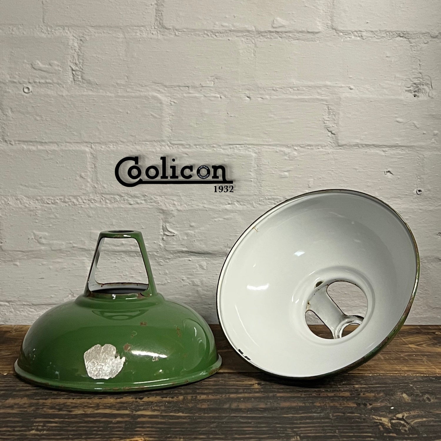 Geniune Green Solid Coolicon 1932 Shade Pendant Set Light | Ceiling Dining Room | Antique Restored | Kitchen Table | Vintage Filament Bulb