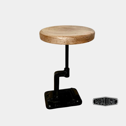 Vice Clamp Industrial Solid Bar Stool Wood or Leather Top Solid Cast Metal Base | Vintage Style | Floor Standing