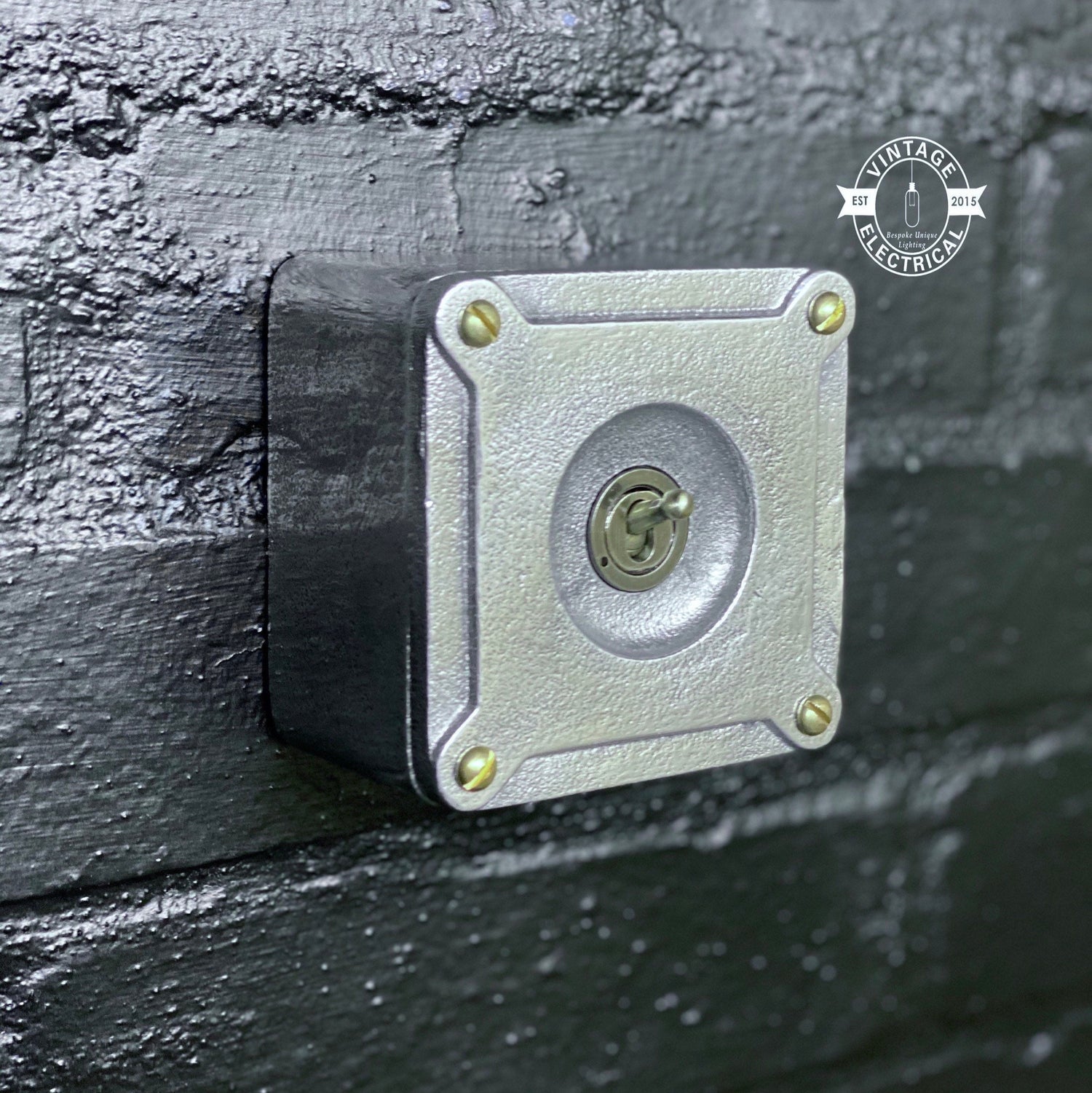 XL Single Gang Solid Cast Metal Conduit Light Switch Industrial 2 Way - BS EN Approved Vintage Crabtree 1950’s Style