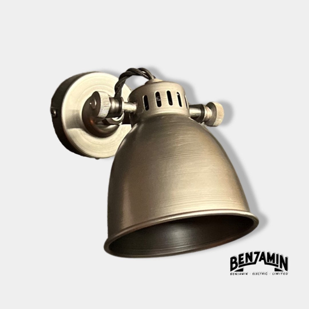 Colby ~ Solid Pewter Grey Steel Short Adjustable Arm Industrial Wall Light | Spot light | Bedroom Reading Table | Kitchen Table | Vintage