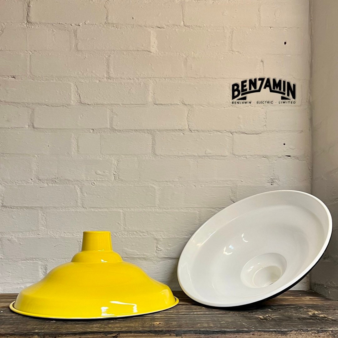 Bawsey ~ *Worn* Summer Yellow Lampshade Pendant Set Light ~ 16 Inch