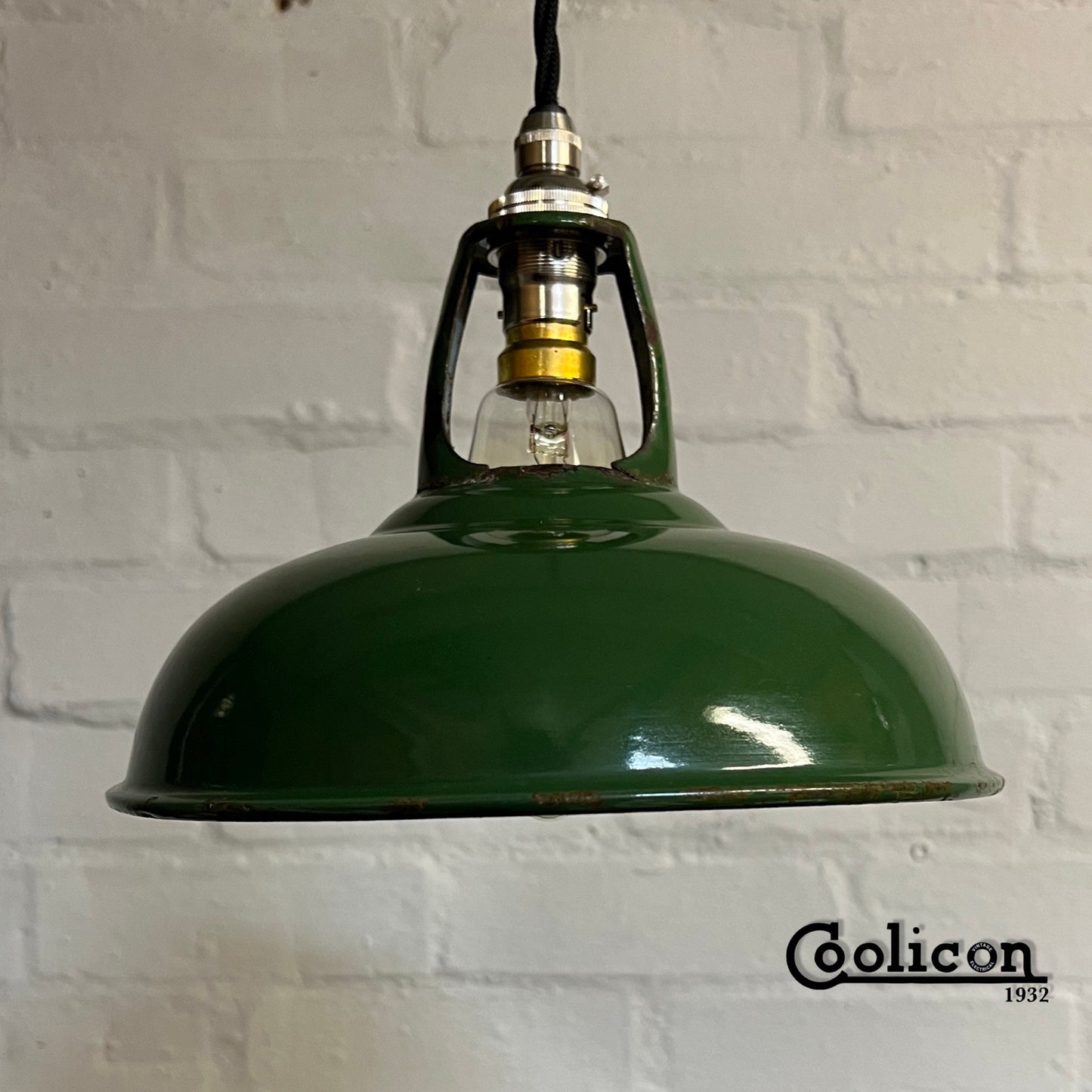 Geniune Green Solid Coolicon Shade 1932 Pendant Set Light | Ceiling Dining Room | Kitchen Table | Vintage Filament Bulb