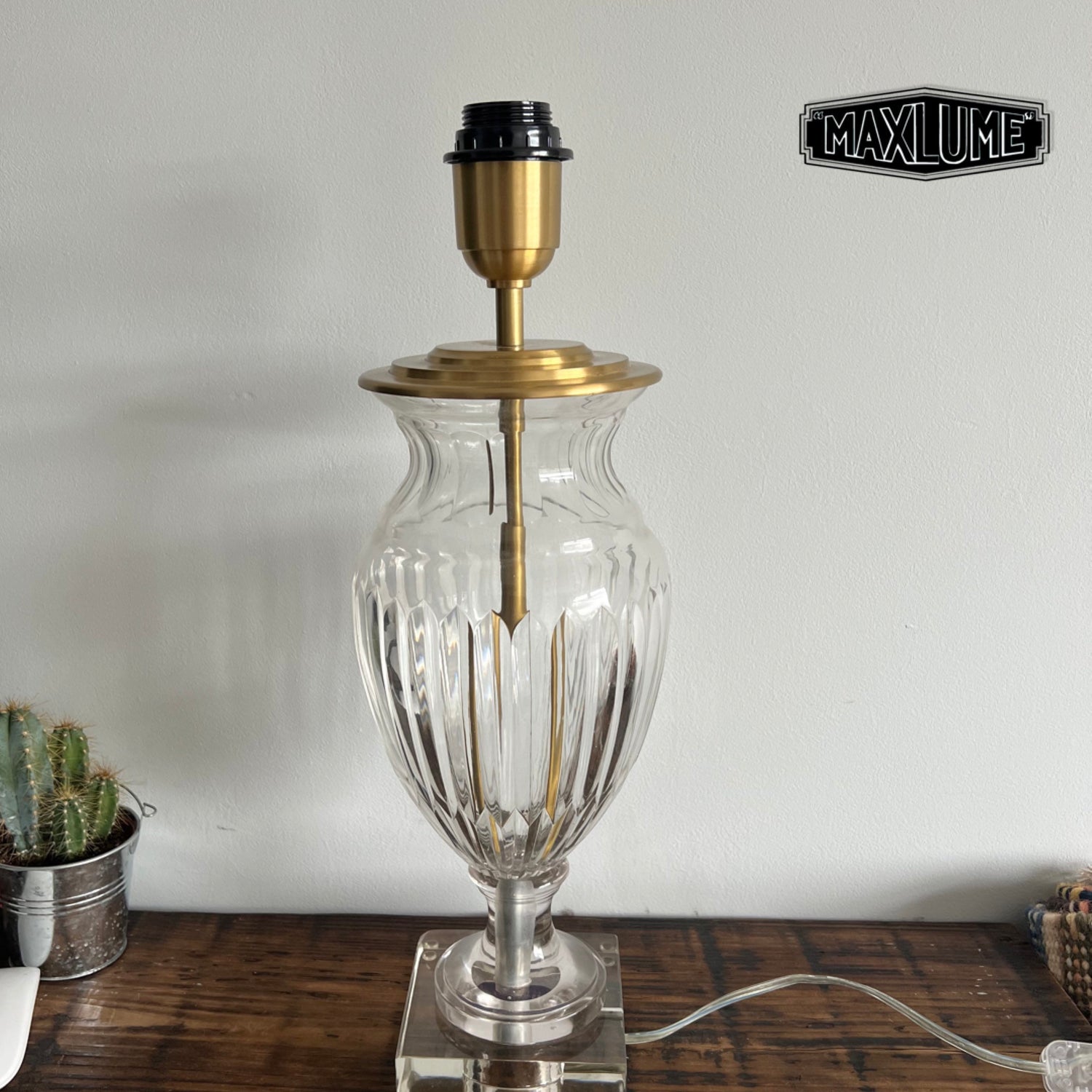 Solid Brass & Glass Table Lamp Vintage Style | Bedroom | Bedside Reading Light
