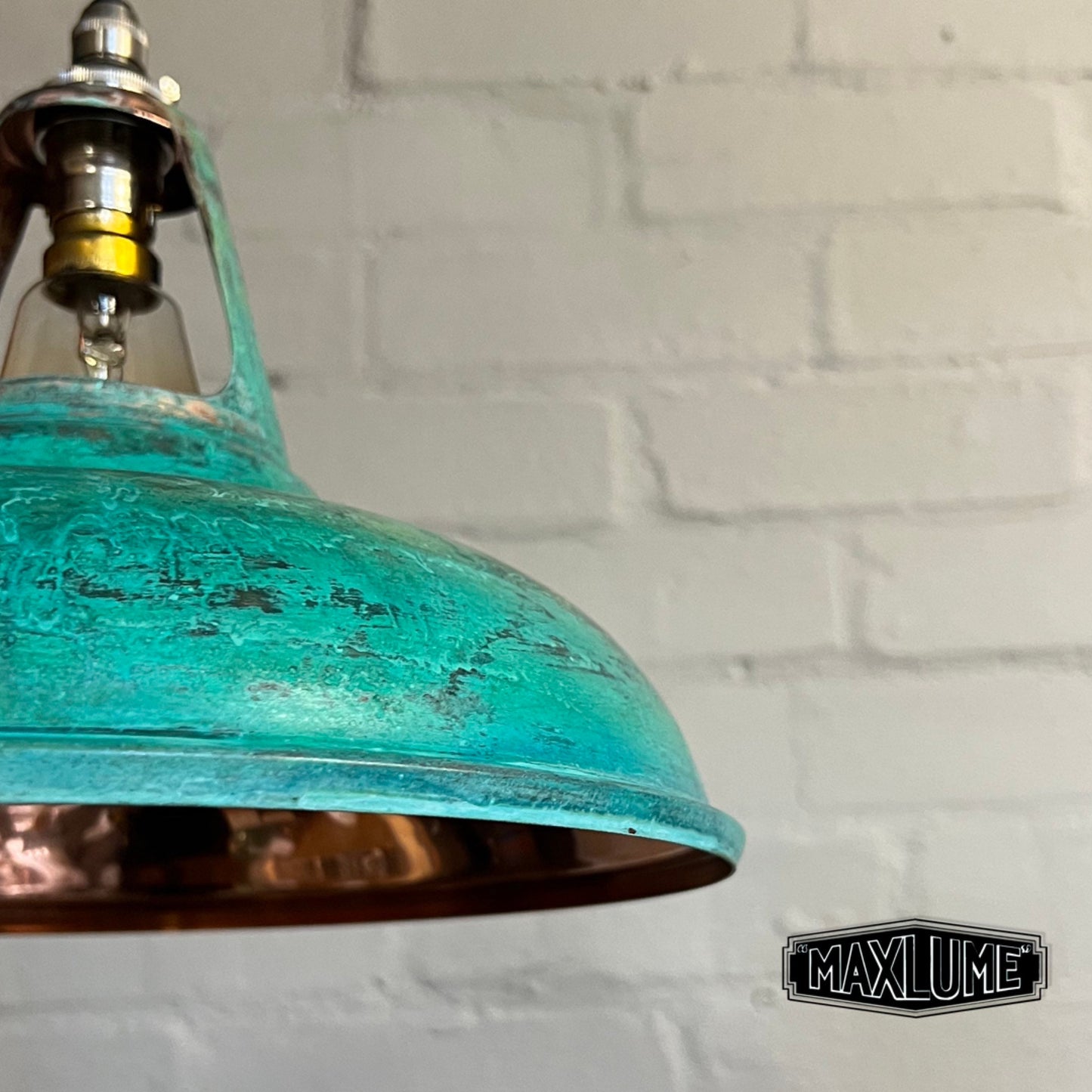 Cawston - Solid Copper Verdigris Patina Slotted Lampshade Pendant Set Light - 11 Inch