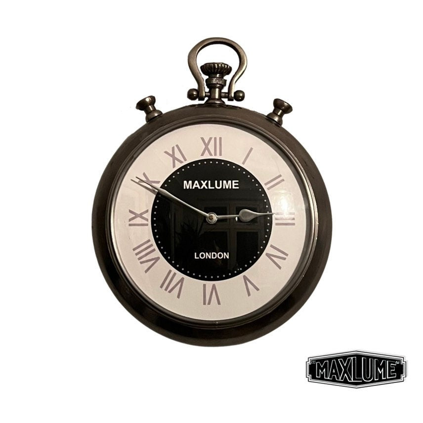 Maxlume ~ Fob Watch Clock Nautical Industrial Solid Cast ~ 12 Inch