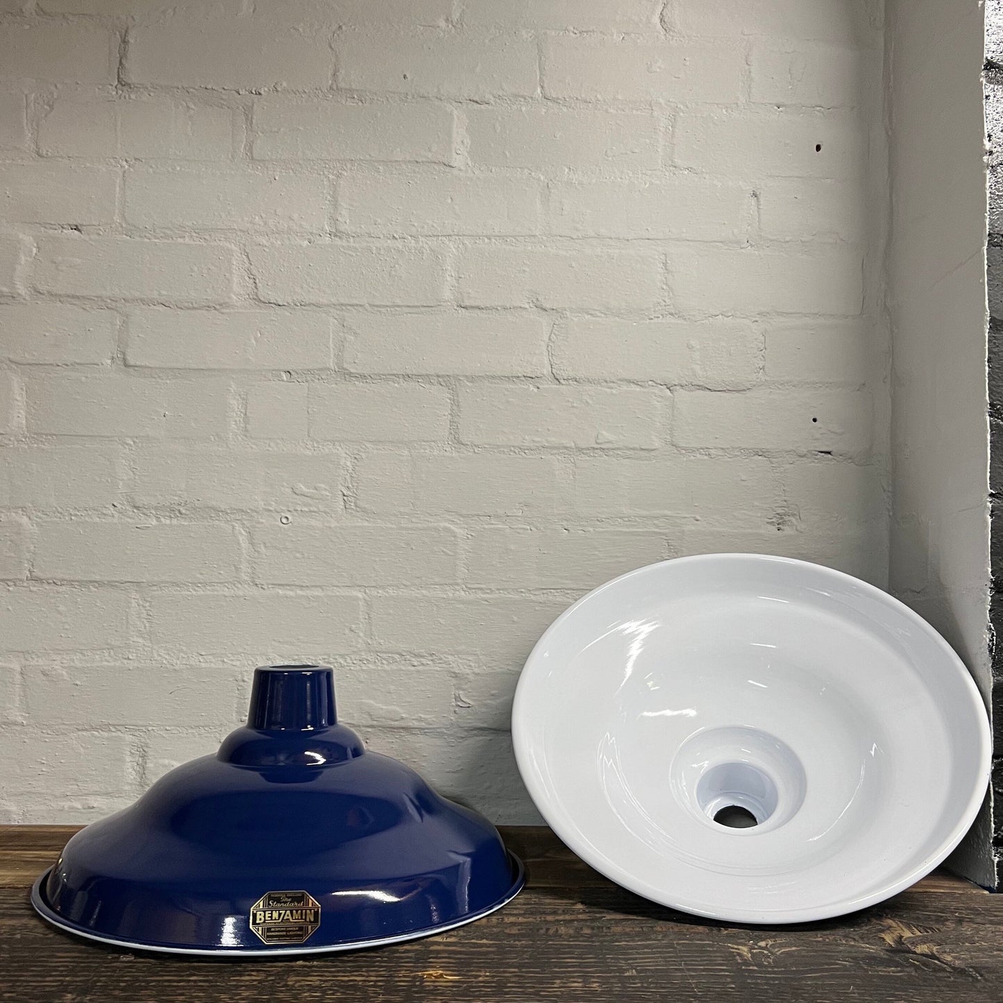 Bawsey ~ *Worn*Royal Blue Industrial Factory Shade Design Pendant Light ~ 16 Inch