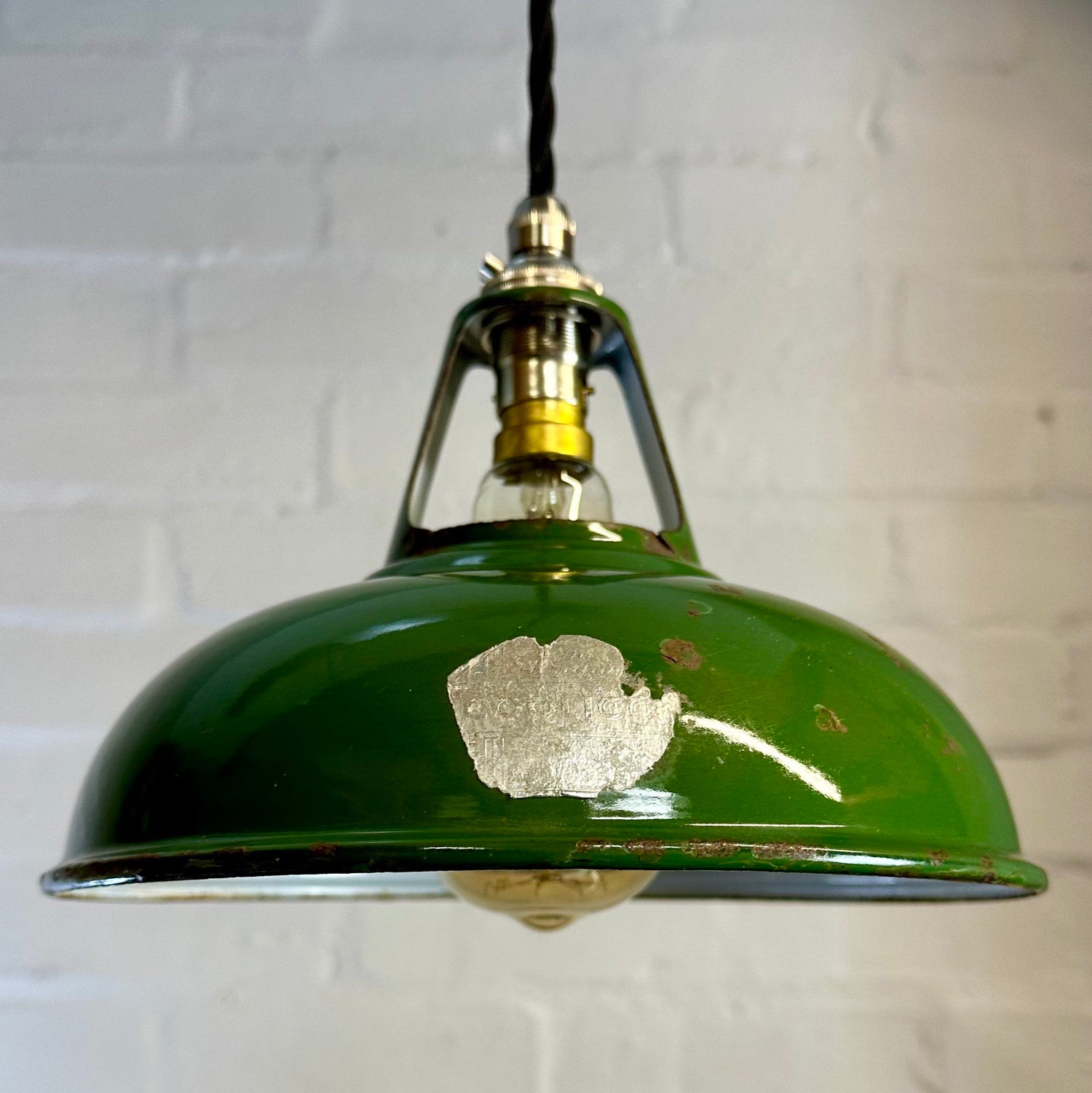 Geniune Green Solid Coolicon 1932 Shade Pendant Set Light | Ceiling Dining Room | Antique Restored | Kitchen Table | Vintage Filament Bulb