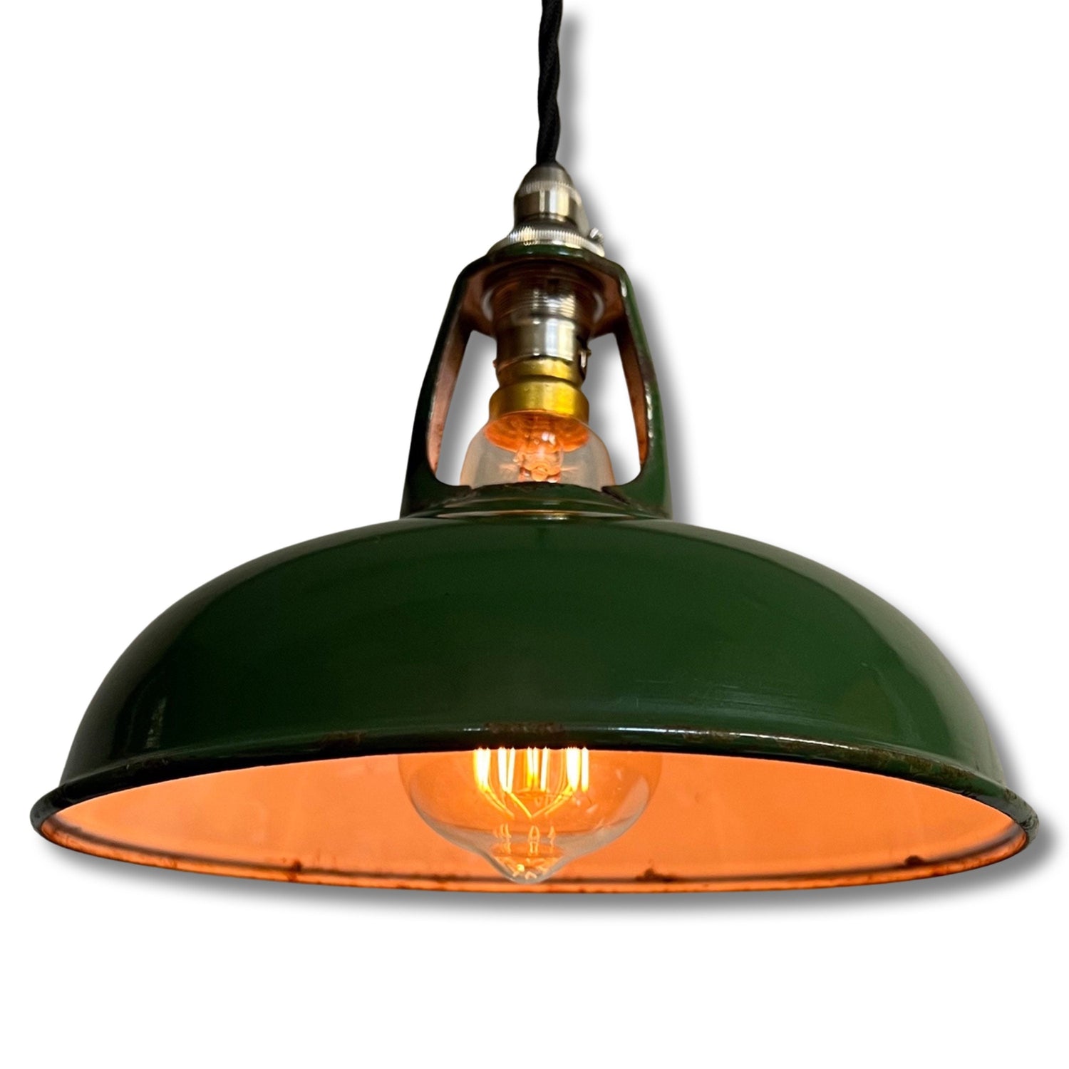 Geniune Green Solid Coolicon Shade 1932 Pendant Set Light | Ceiling Dining Room | Kitchen Table | Vintage Filament Bulb