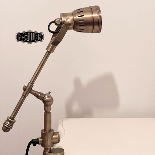 Solid Brass Table Clamp Lamp Vintage Style | Fabric Cable | Bedroom | Bedside Reading Light