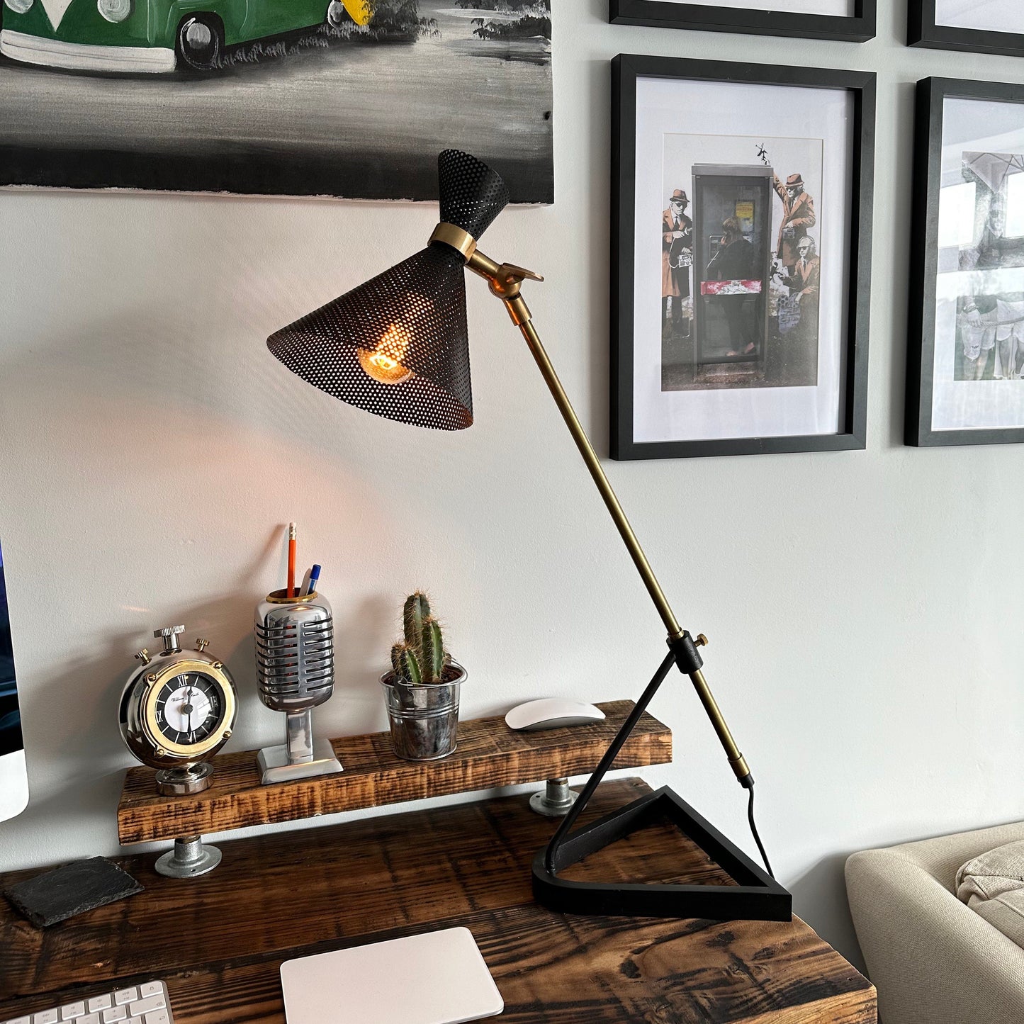 Maxlume ~ Solid Brass Table Lamp Vintage Style | Fabric Cable | Bedroom | Bedside Reading Light | Retro |