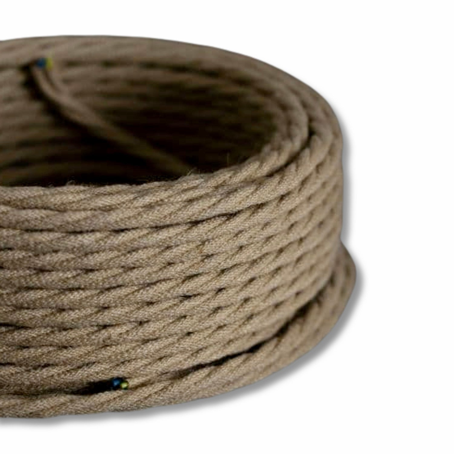Jute Twisted Rope Cable 3 x 0.75 Core | Vintage Textile Retro | Electrical Wire Fabric Cord