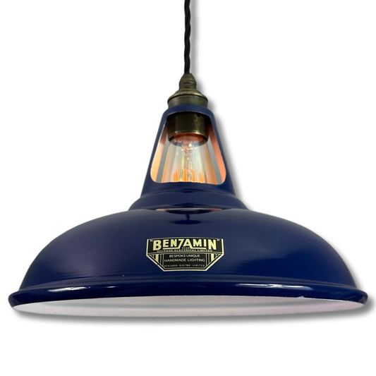 Cawston - Royal Blue Slotted Lampshade Pendant Set Light *Worn* - 11 Inch