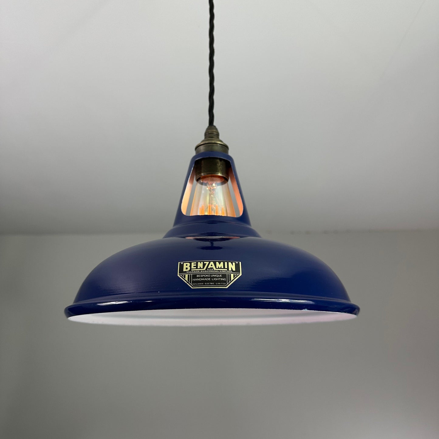 Cawston - Royal Blue Slotted Lampshade Pendant Set Light *Worn* - 11 Inch
