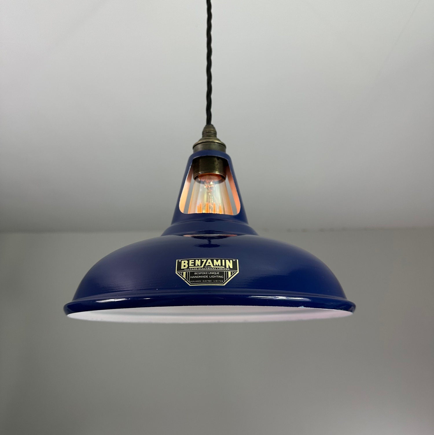Cawston - Royal Blue Slotted Lampshade Pendant Set Light *Worn* - 11 Inch