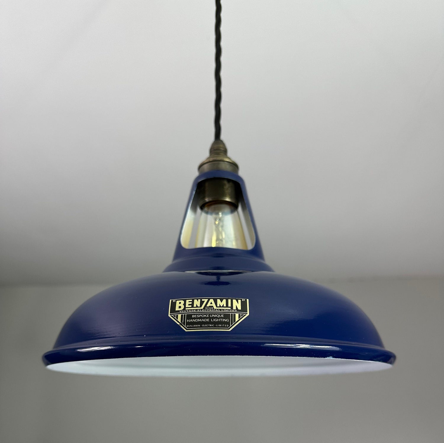 Cawston - Royal Blue Slotted Lampshade Pendant Set Light *Worn* - 11 Inch