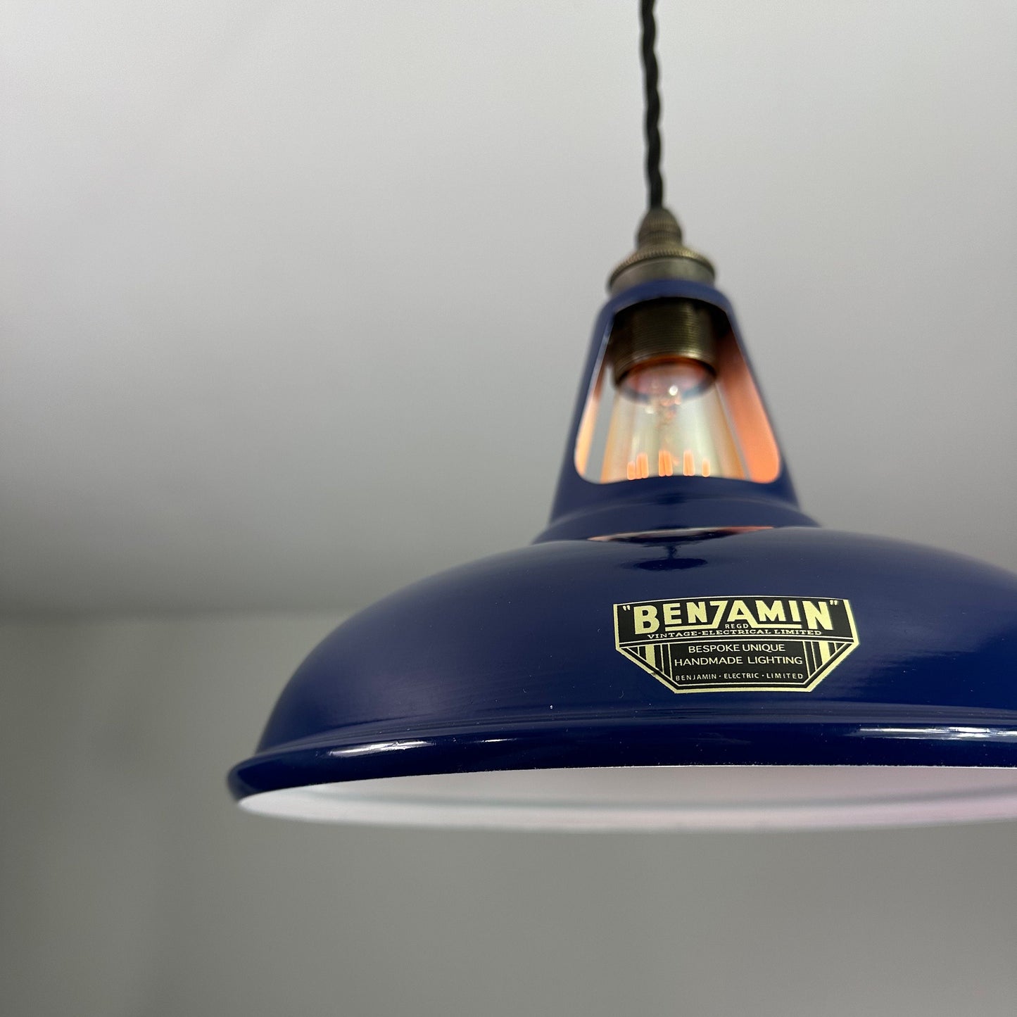 Cawston - Royal Blue Slotted Lampshade Pendant Set Light *Worn* - 11 Inch