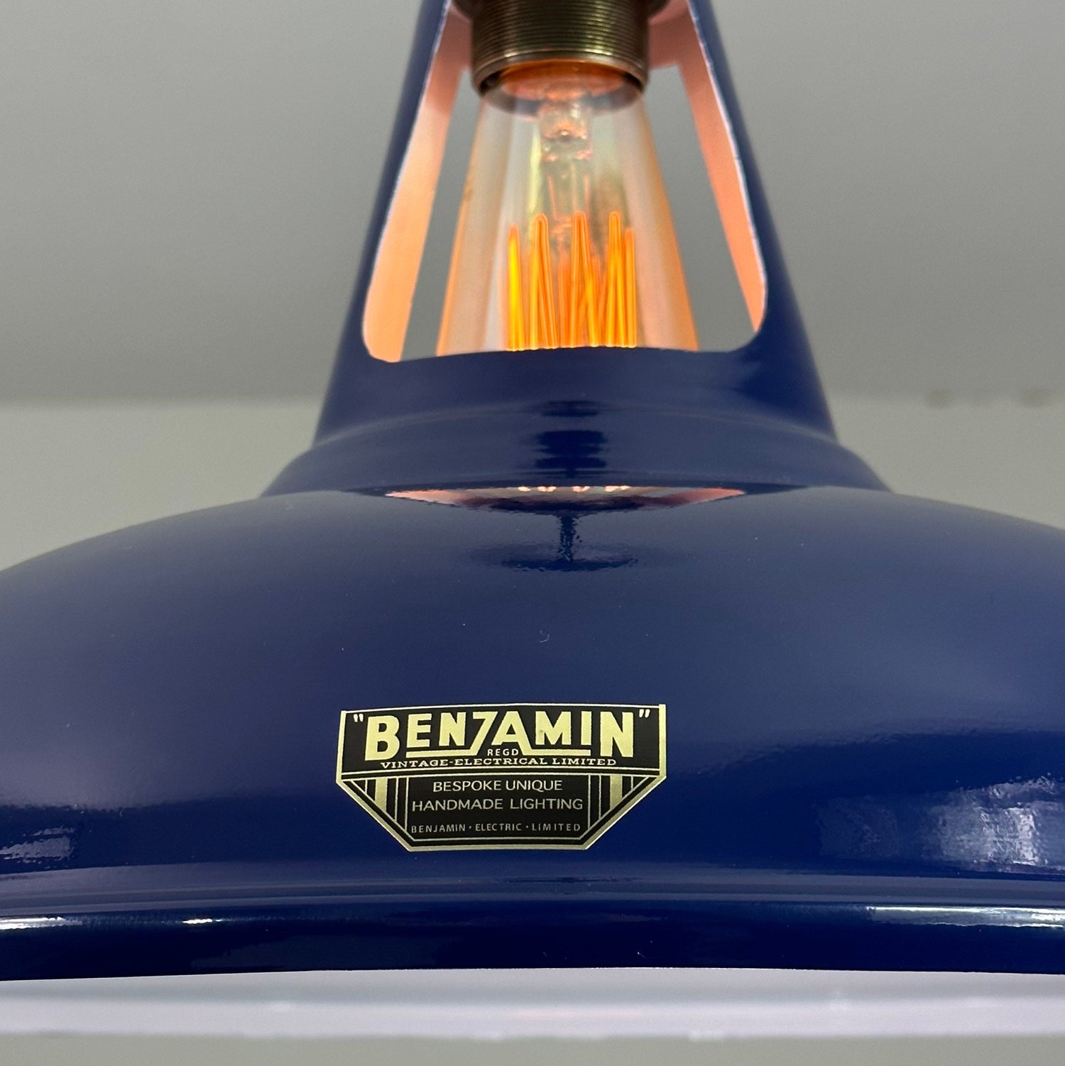 Cawston XL - Royal Blue Slotted Lampshade Pendant Set Light *Worn* - 14 Inch