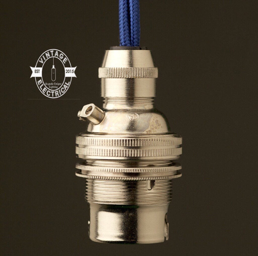 Polished Nickel Pendant Lampholder | Bayonet B22 Fitting With Cable Grip