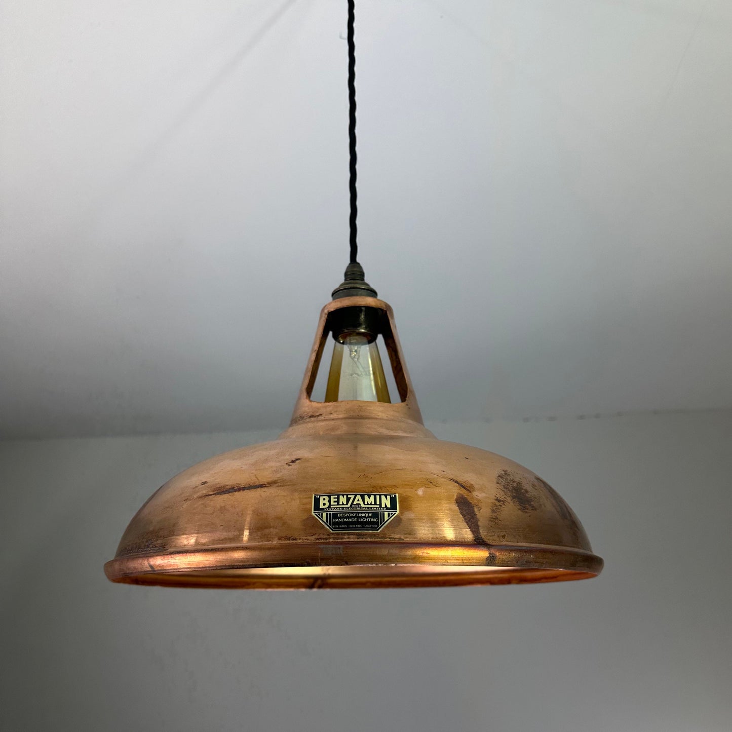 Cawston XL - Antique Copper Slotted Lampshade Pendant Set Light - 14 Inch