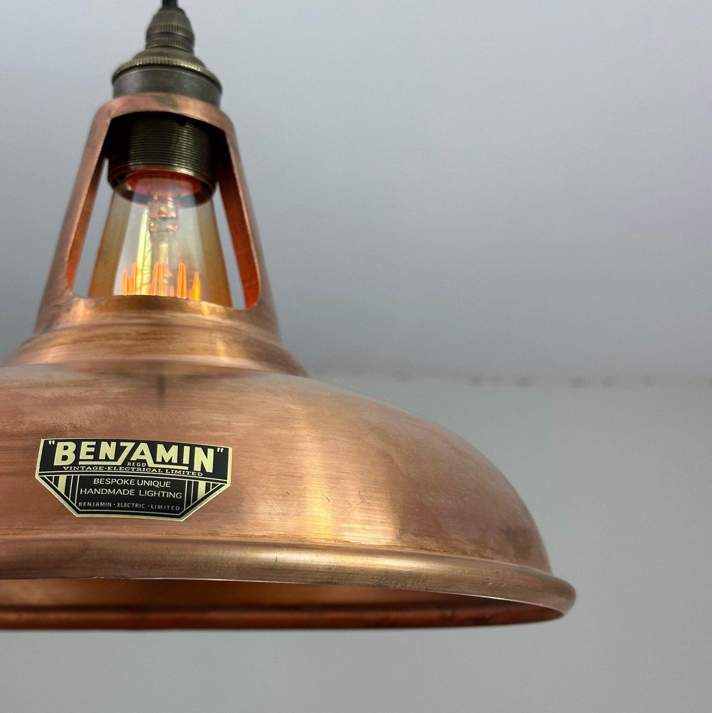 Cawston - Antique Copper Slotted Lampshade Pendant Ceiling Light - 11 Inch